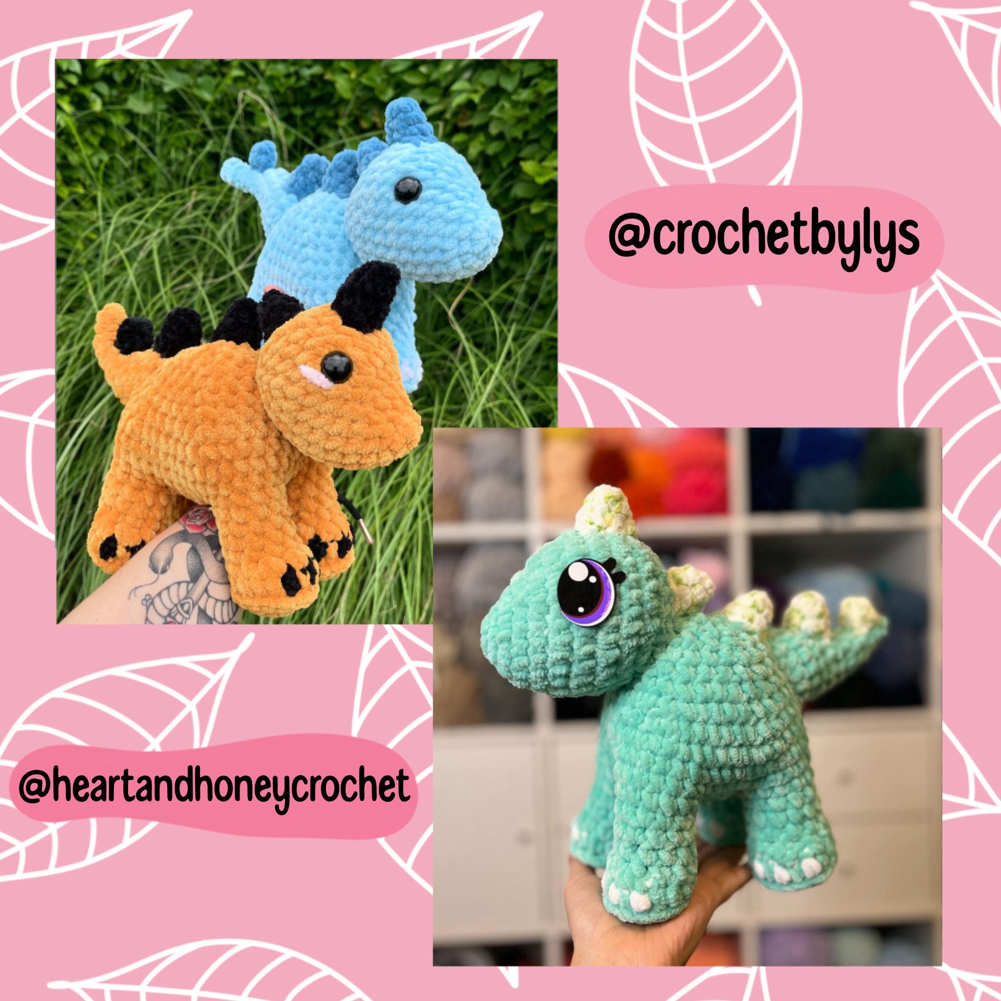 Crochet stegosaurus pattern, crochet dinosaur pattern, Dino crochet pattern, crochet tutorial, crochet spiked dino, dinosaurs, dino plush