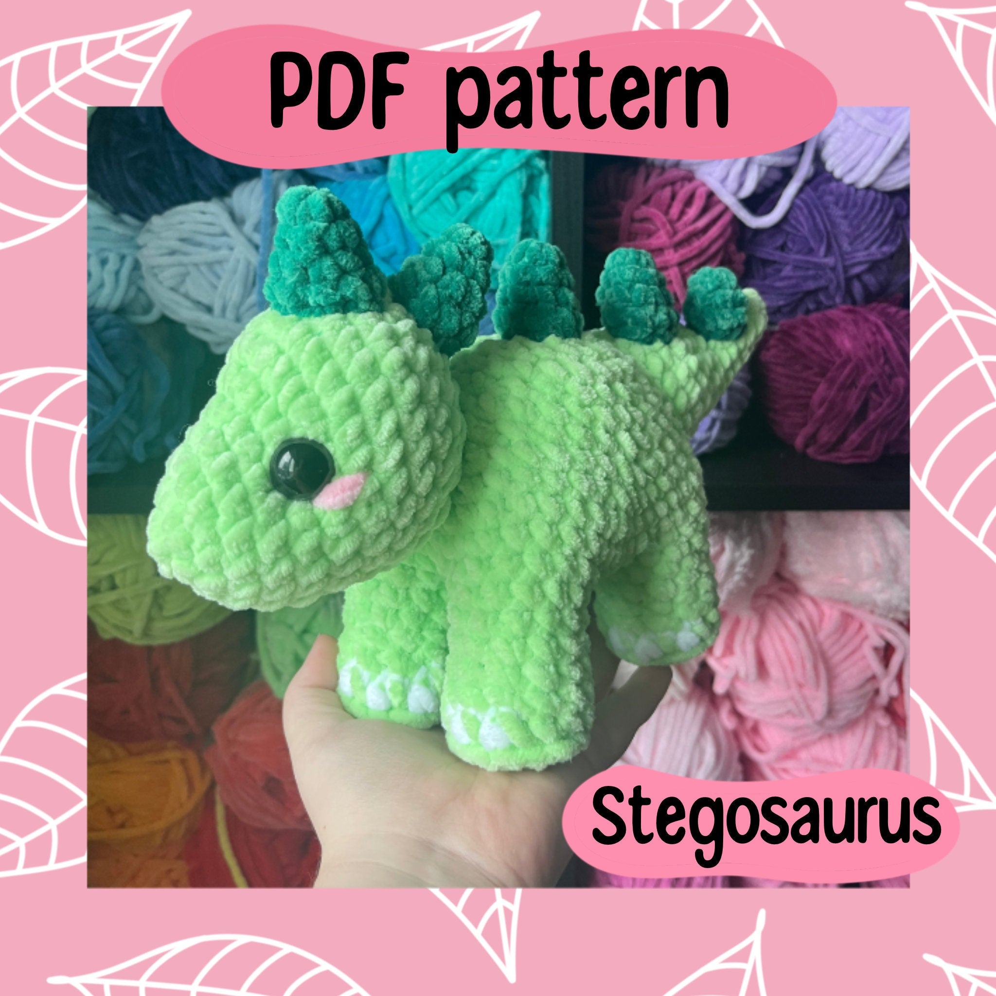 Crochet stegosaurus pattern, crochet dinosaur pattern, Dino crochet pattern, crochet tutorial, crochet spiked dino, dinosaurs, dino plush