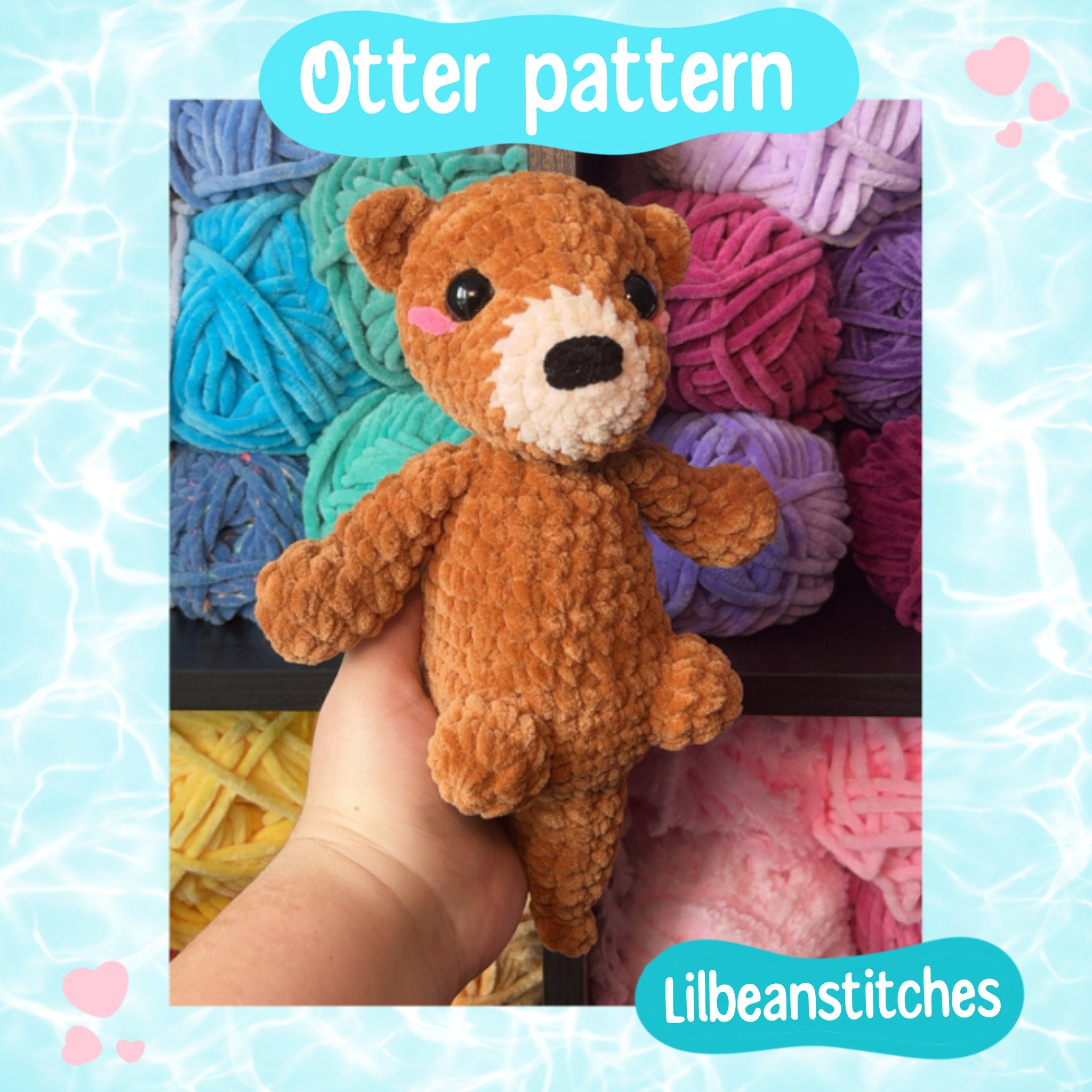 Otter pattern, crochet pattern,  otter crochet pattern, small  otter crochet, baby otter crochet, crochet tutorial, crochet  animal