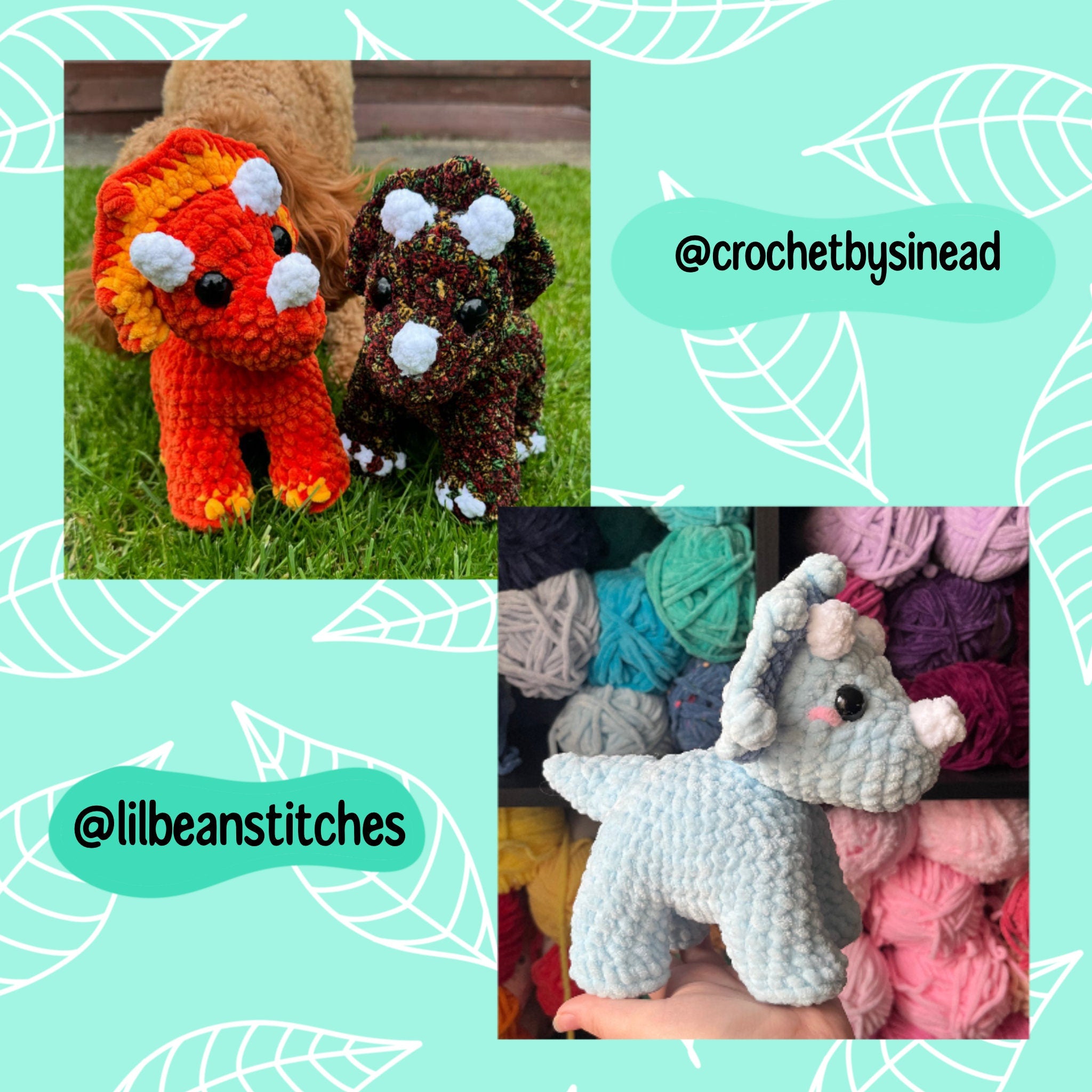 Crochet triceratops pattern, crochet dinosaur pattern, Dino crochet pattern, crochet tutorial, crochet pattern dinos, dinosaurs, dino plush