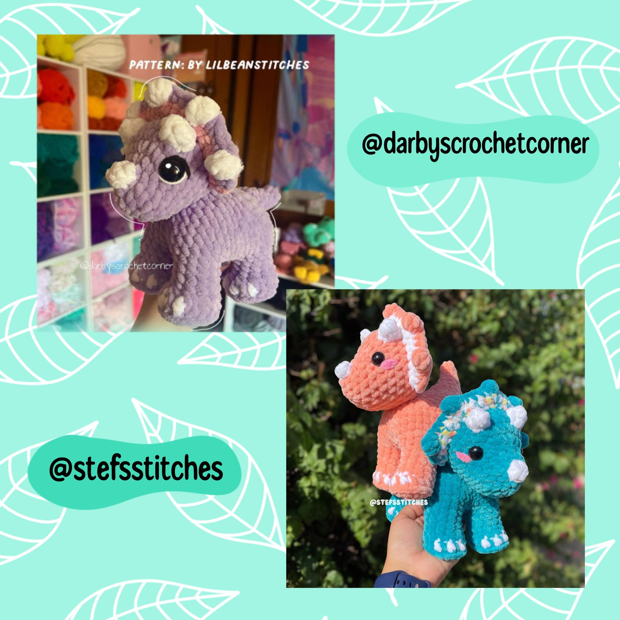 Crochet triceratops pattern, crochet dinosaur pattern, Dino crochet pattern, crochet tutorial, crochet pattern dinos, dinosaurs, dino plush