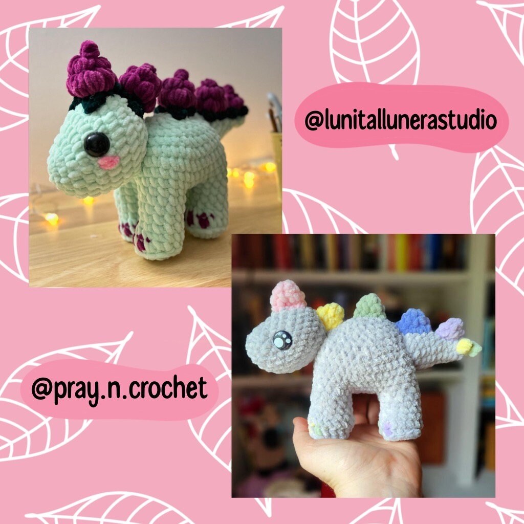 Crochet stegosaurus pattern, crochet dinosaur pattern, Dino crochet pattern, crochet tutorial, crochet spiked dino, dinosaurs, dino plush