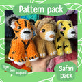 Safari animals pattern, crochet tiger pattern, lion crochet pattern, crochet leopard patter, crochet safari, crochet tutorial, plushie