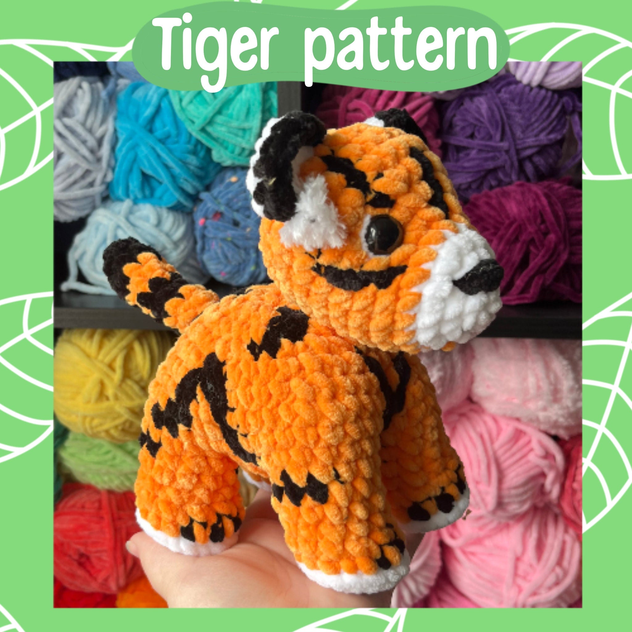 Cute tiger pattern, crochet pattern, tiger crochet pattern, small tiger crochet, baby crochet tiger, crochet tutorial, crochet safari animal