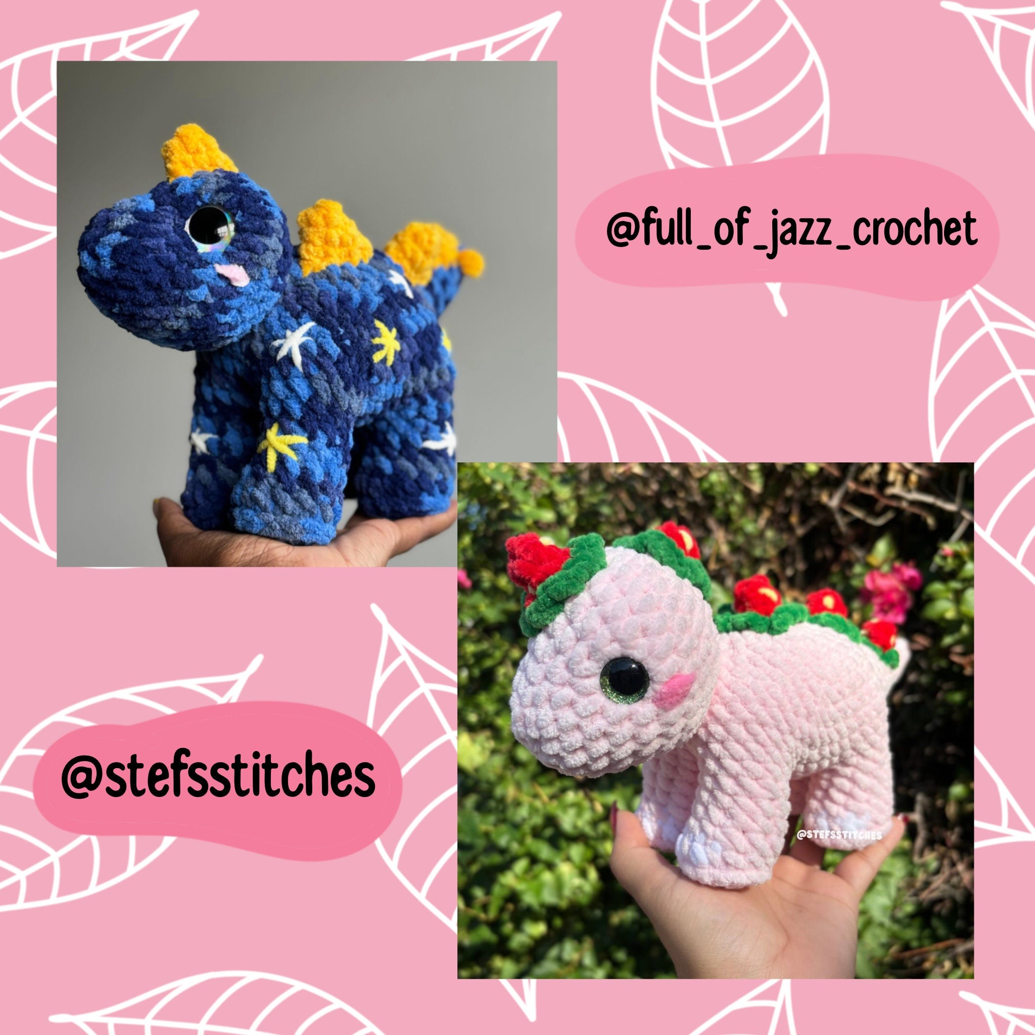 Crochet stegosaurus pattern, crochet dinosaur pattern, Dino crochet pattern, crochet tutorial, crochet spiked dino, dinosaurs, dino plush