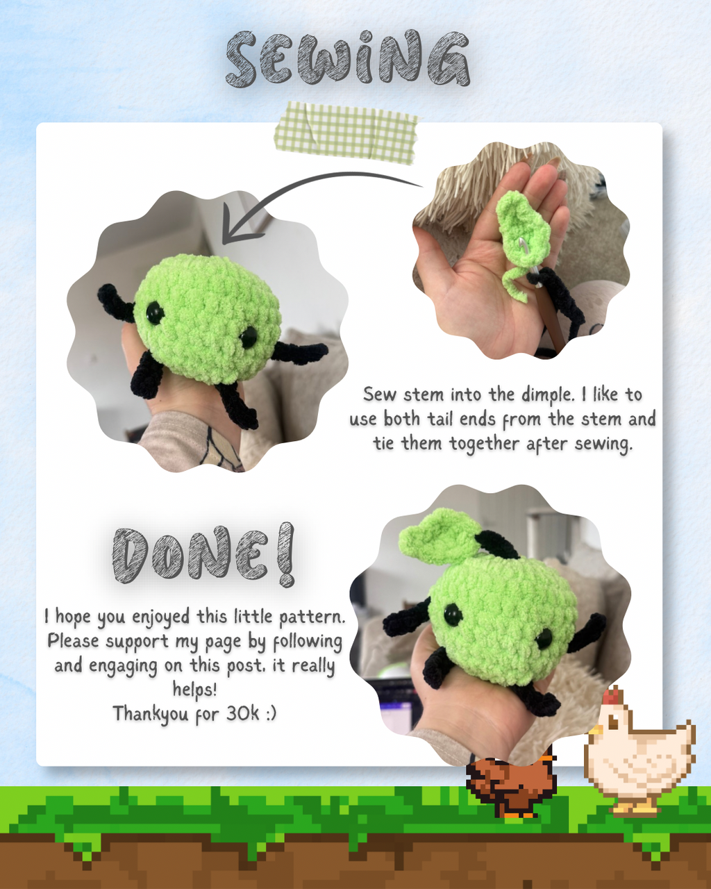 Low sew crochet junimo- stardew valley crochet pattern