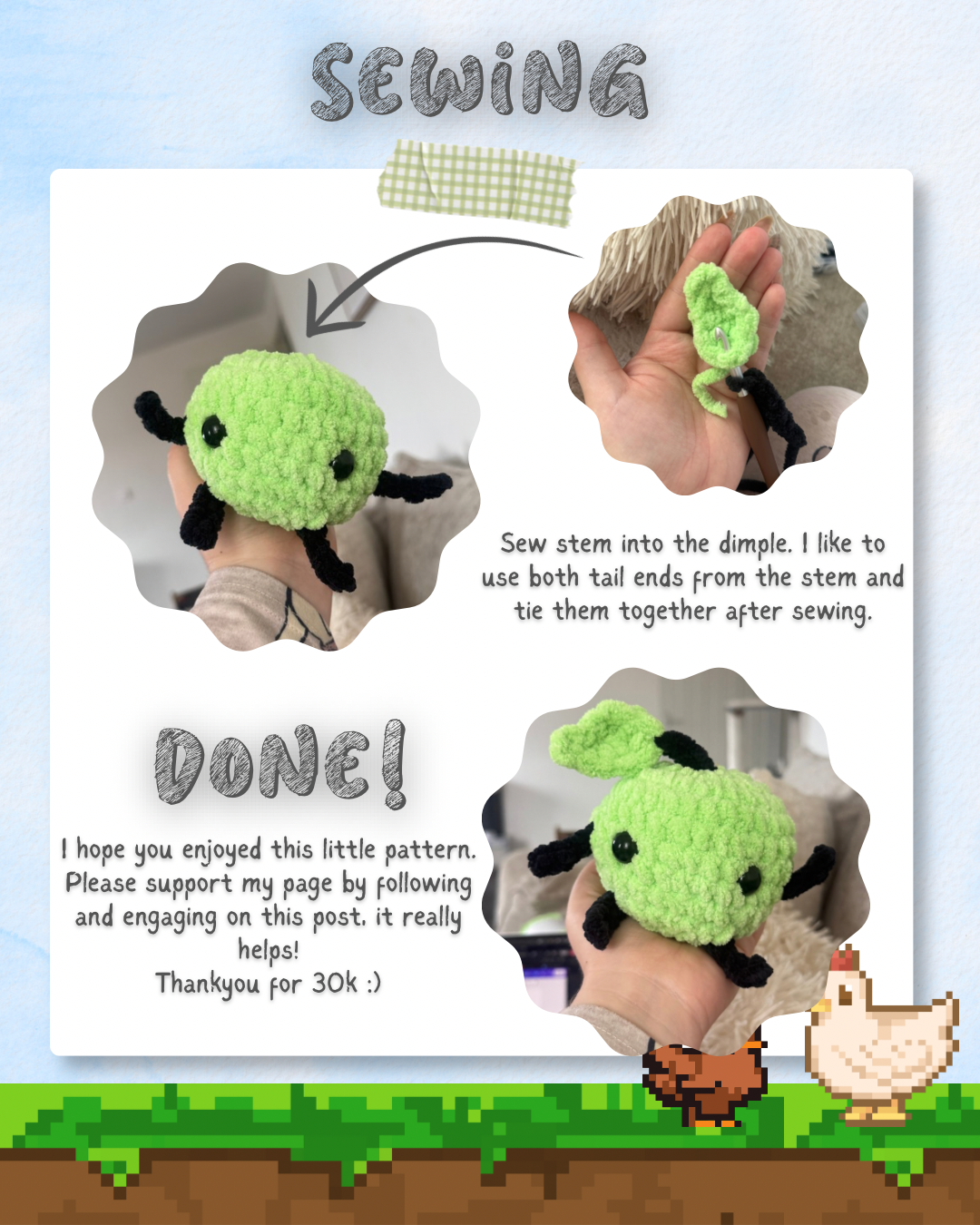 Low sew crochet junimo- stardew valley crochet pattern