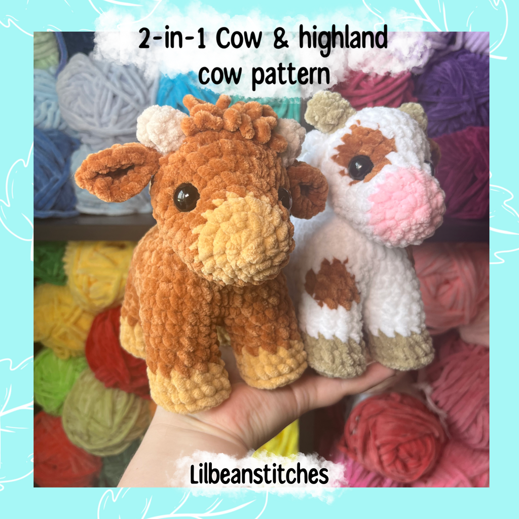 Baby cow pattern, highland cow crochet pattern, small cow crochet pattern,  baby crochet  cow, market crochet pattern, crochet farm animal