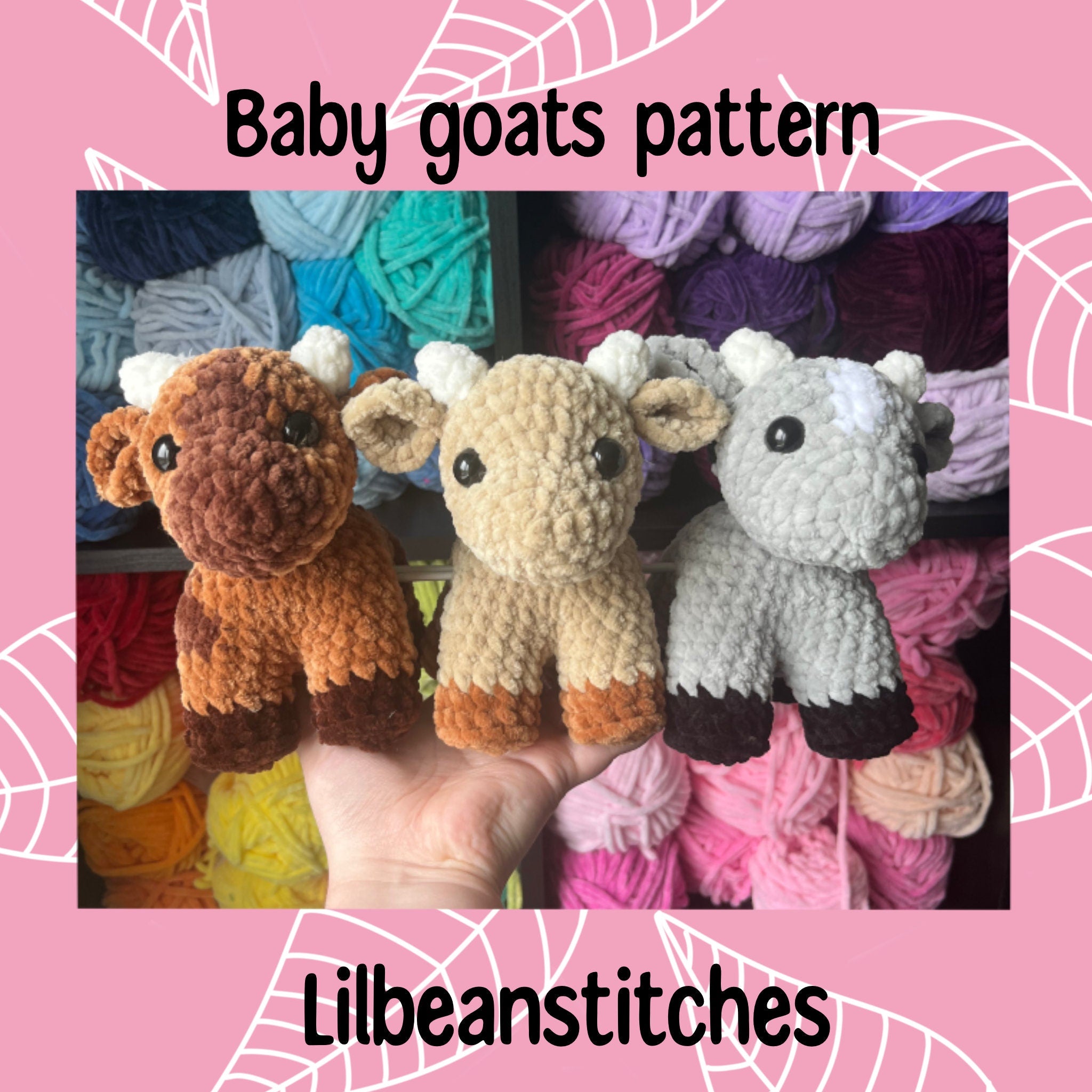 Baby goat pattern, crochet pattern, goat crochet pattern, small goat crochet, baby crochet goat, crochet tutorial, crochet farm animal