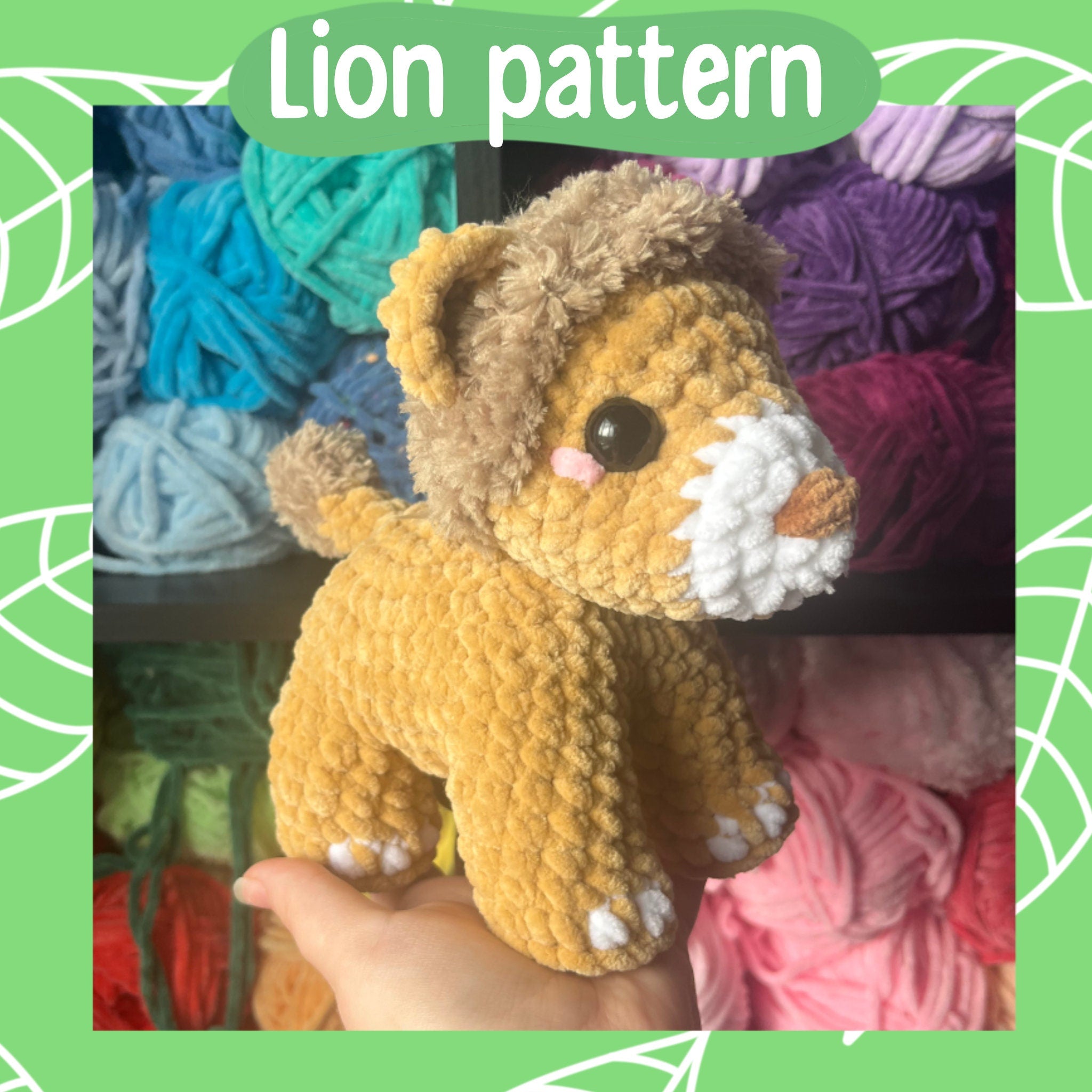 Cute lion pattern, crochet pattern, lion crochet pattern, small lion crochet, baby crochet lion, crochet tutorial, crochet safari animal