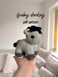 Baby donkey pattern, donkey crochet pattern, small donkey crochet pattern,  baby crochet  donkey market crochet pattern, crochet farm animal