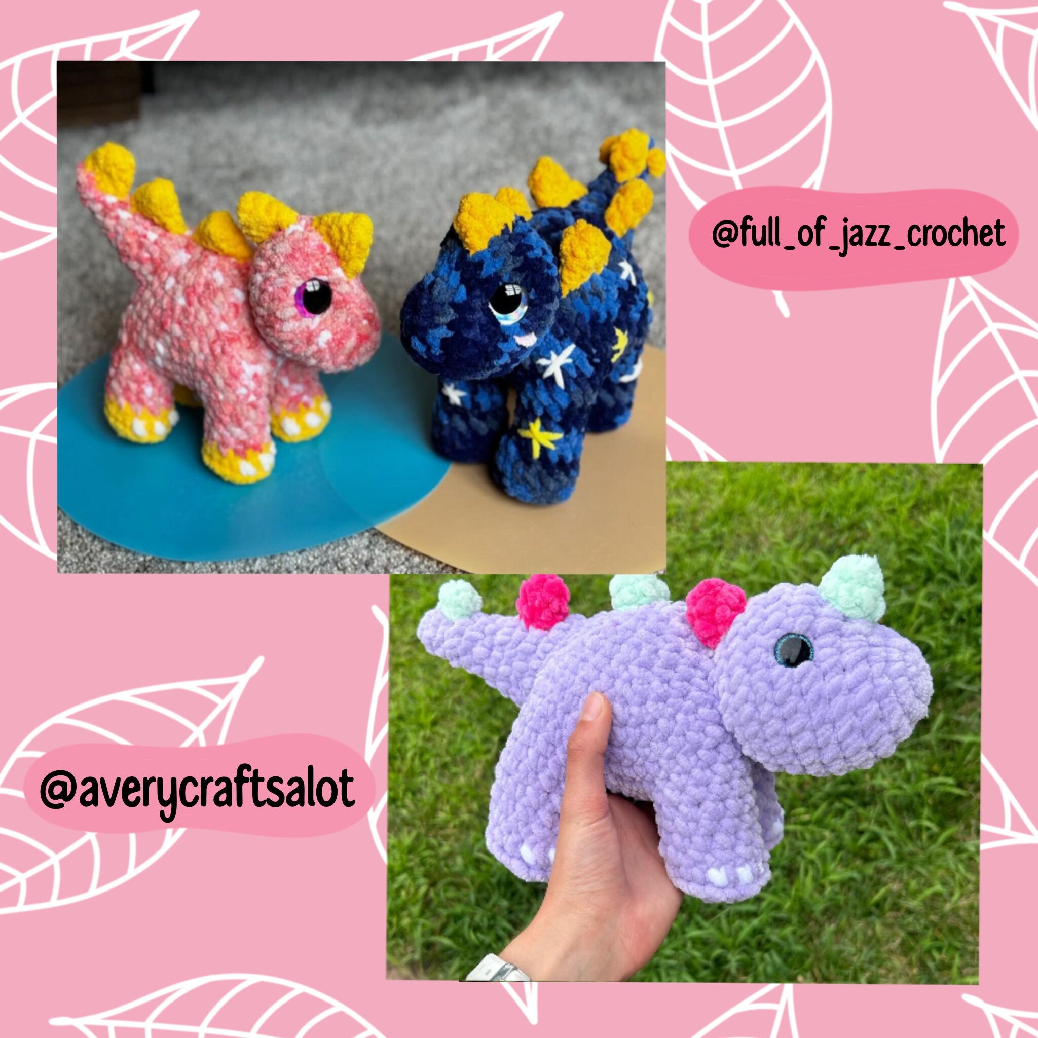 Crochet stegosaurus pattern, crochet dinosaur pattern, Dino crochet pattern, crochet tutorial, crochet spiked dino, dinosaurs, dino plush