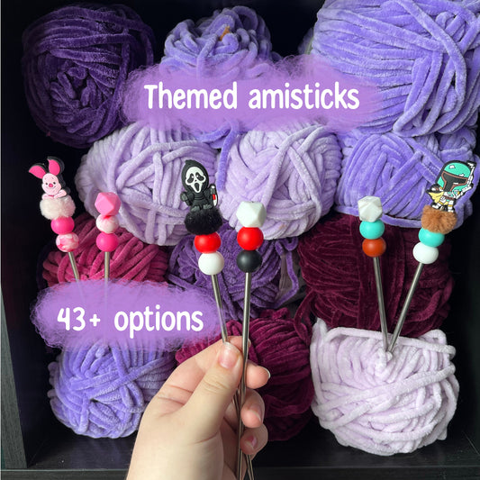 Fluffy themed amigurumi sticks for crochet , crochet amisticks set,  film amisticks, crochet sticks, cat crochet tools, present crochet gift