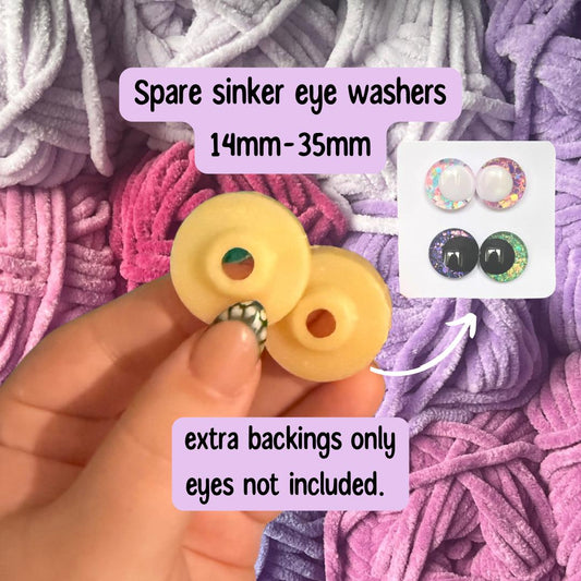 Sinker eye washers 14-35mm, spare washers, sinker washers, safety eye backings, washing back safety eyes, sinker eyes, safety eye back,