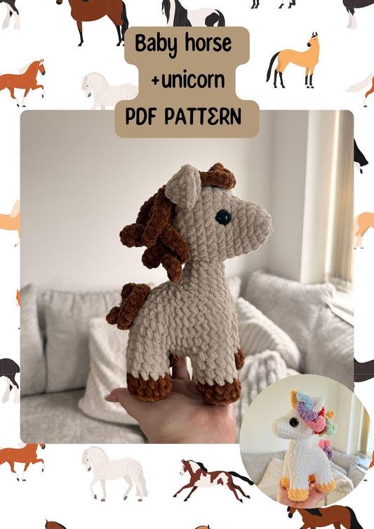 Horse pattern, unicorn crochet pattern, small horse crochet pattern,  baby horse crochet  cow, market crochet pattern, crochet farm animal